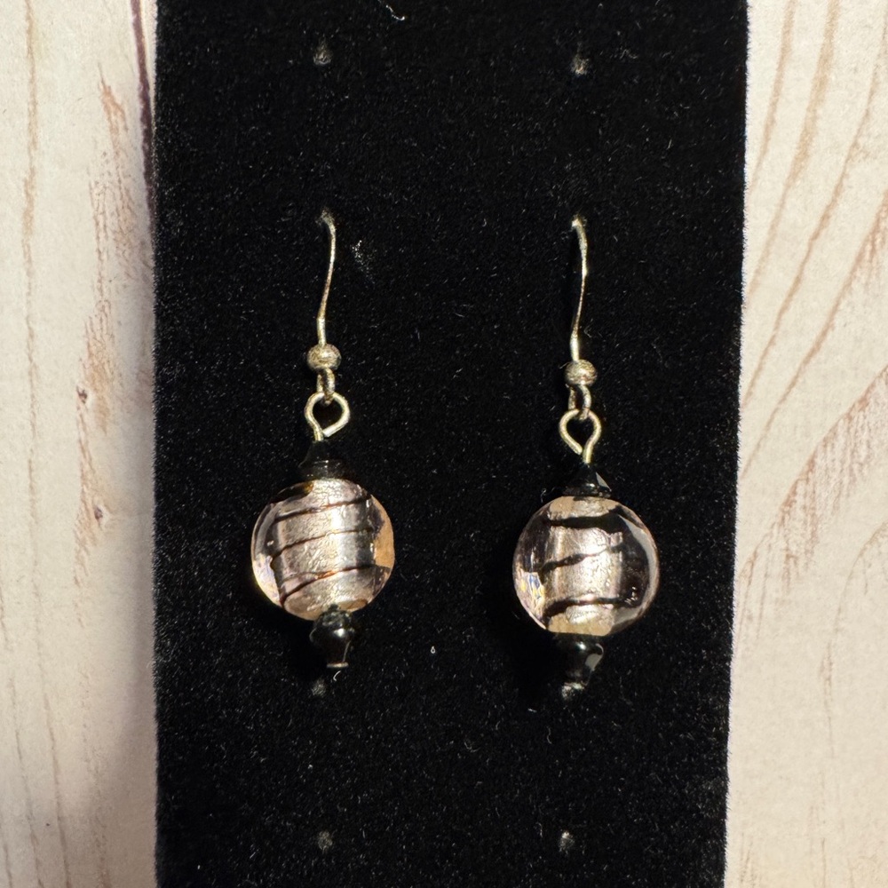 Handmade Black & Clear Beaded Earrings Sparkle Statement Earrings